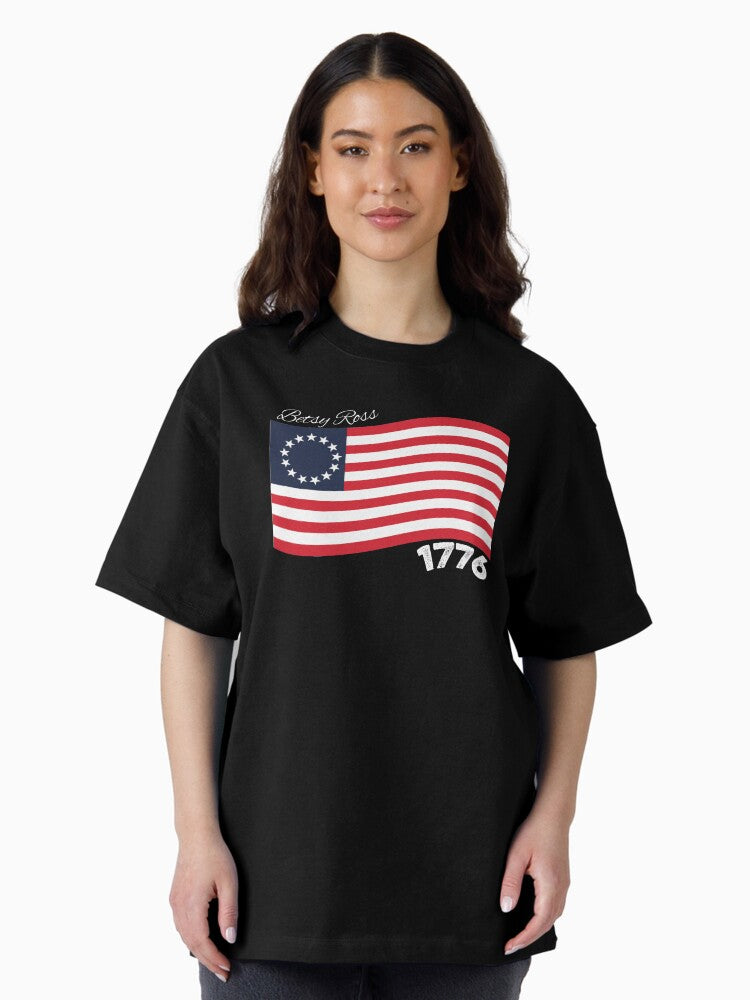 4th July American Betsy Ross USA Independence Day Oversized T-Shirt
