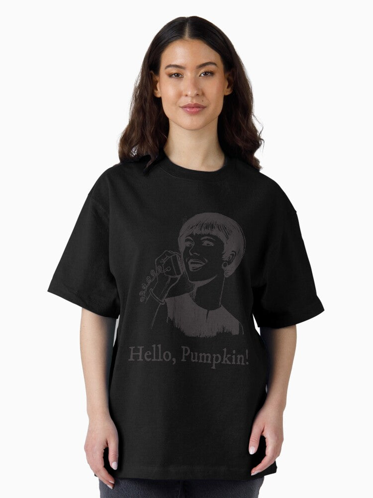 Hello, Pumpkin! | Thanksgiving Holiday | Autumn Harvest | Vintage Woman on Phone Oversized T-Shirt