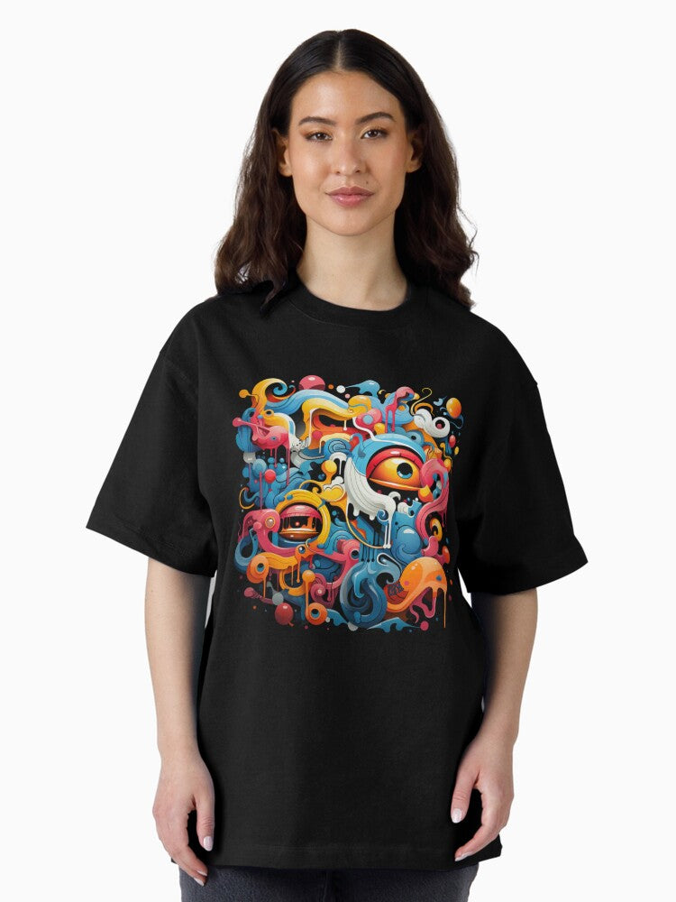 138 Abstract Hippie Hip Hop Graffiti Design Graphic Oversized T-Shirt
