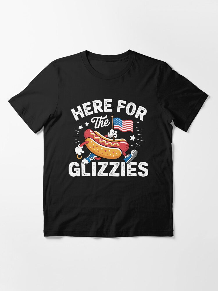 4th Of July Here For Glizzies Hotdog Patriot Men Women Kids Essential T-Shirt