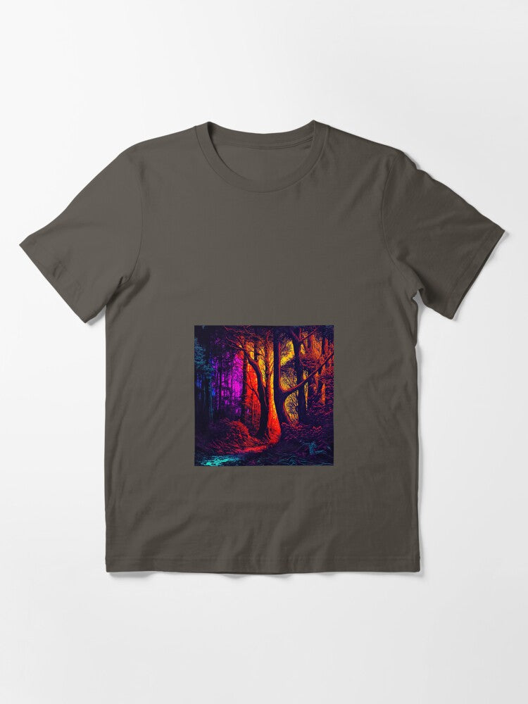 Abstract art of forest lit with psychedelic vibrant colors Essential T-Shirt