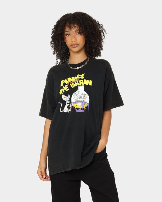 American Thrift X Pinky And The Brain Pinky And The Brain Vintage T-Shirt Black Wash Style001