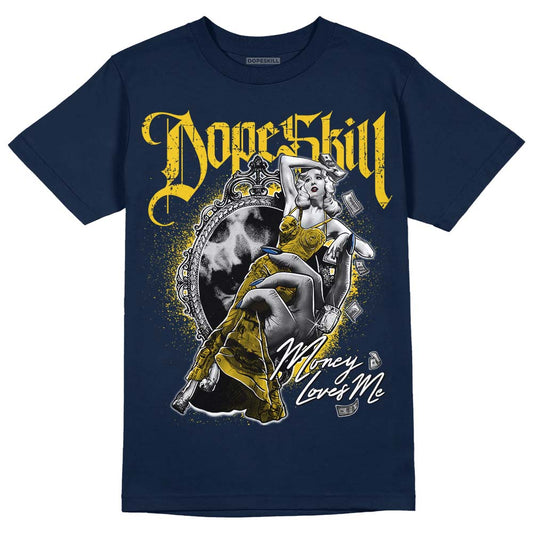 Michigan Dunks DopeSkill Midnight Navy T-Shirt Money Loves Me Graphic
