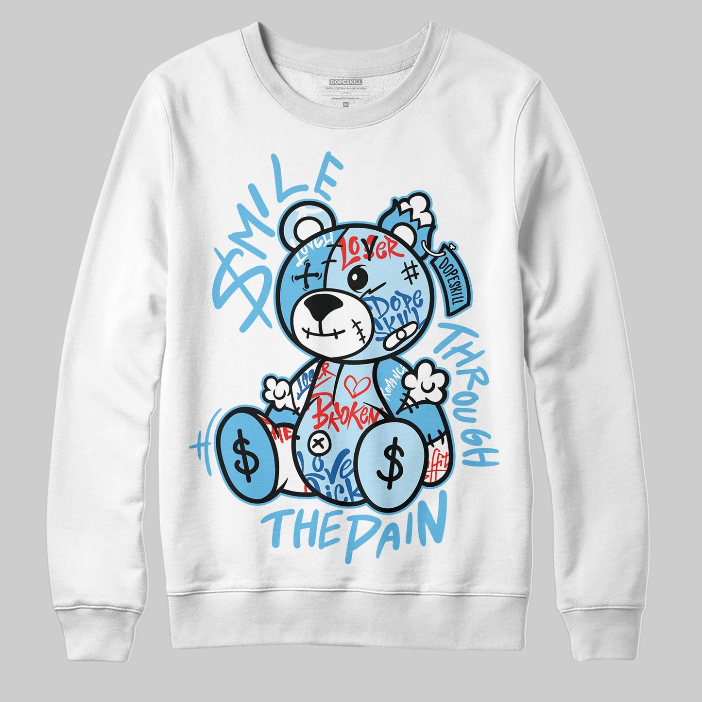 Legend Blue 11s DopeSkill Sweatshirt Smile Through The Pain Graphic