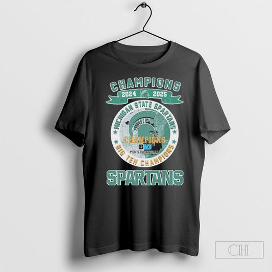2025 Michigan State Spartans Mens Basketball B1g Champions Logo Shirt