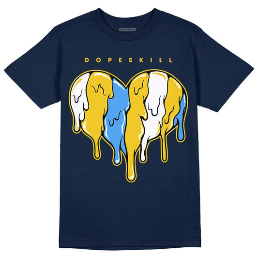 Michigan Dunks DopeSkill Midnight Navy T-Shirt Slime Drip Heart Graphic