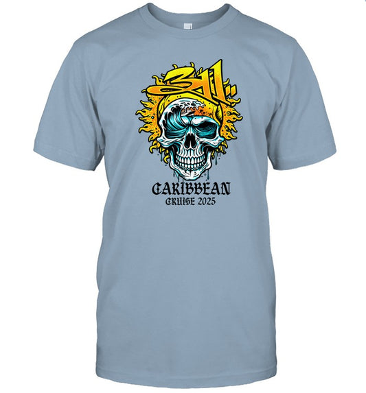 2025 Limited 311 Caribbean Cruise 2025 Skull Wave T-Shirt