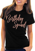 "Birthday Squad Shirts for Women - Glam Rose Gold T-Shirt - Womens Party Supplies - Small - Black Tee(Squad RsG) Blk/Sml"