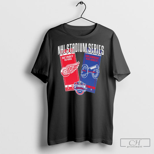 Abc Official 2025 Nhl Stadium Series Columbus Blue Jackets Vs Detroit Red Wings Sticker Matchup T Shirt Sweatshirt
