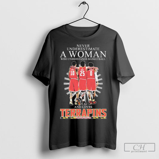 Abc Official Never Underestimate A Woman Who Understands Basketball And Loves Maryland Terrapins Players Signatures 2025 T Shirt Sweatshirt