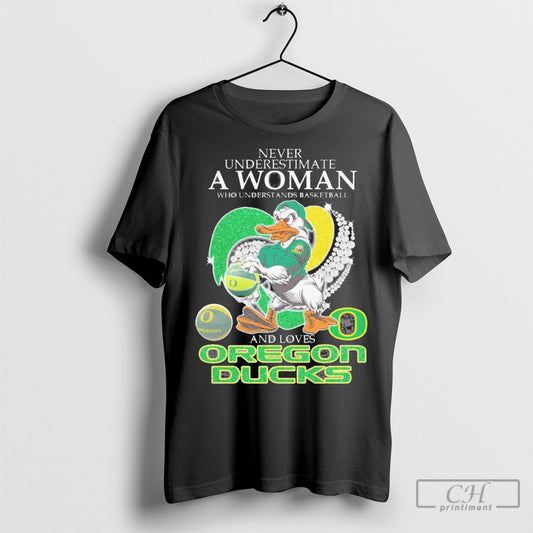 Abc Official Never Underestimate A Woman Who Understands Basketball And Loves Oregon Ducks Mascot Diamond Heart 2025 T Shirt Sweatshirt