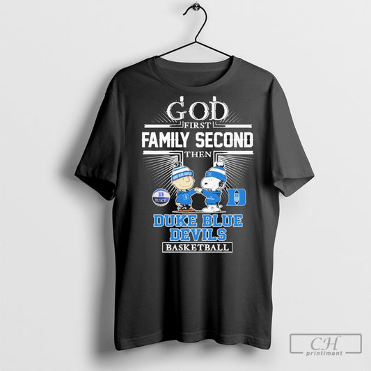 Abc Official Snoopy And Charlie Brown God First Family Second Then Duke Blue Devils Basketball 2025 T Shirt Sweatshirt