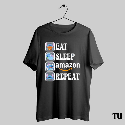Baby Stitch Eat Sleep Amazon Repeat Tshirt Sweatshirt Cutom Poster