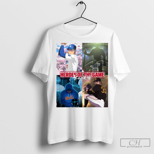 Nice Mlb Heroes Of The Game Shohei Ohtani Paul Skenes Aaron Judge And Juan Soto Anime Poster T Shirt Sweatshirt