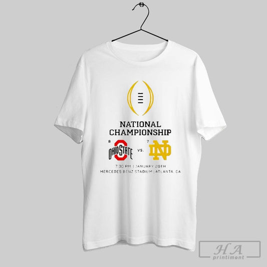 Official Ohio State Buckeyes Vs Notre Dame Fighting Irish Matchup 2025 College Football Championship Finals Cfb Playoffs T Shirt