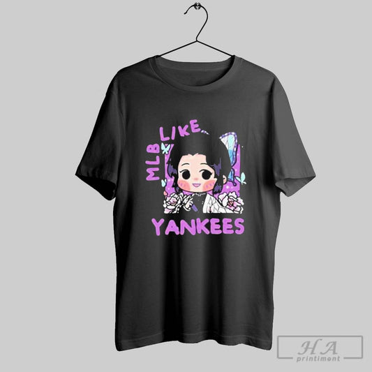 Official Shinobu Kochou New York Yankees Mlb X Demon Slayer Kimetsu No Yaiba Anime T Shirts