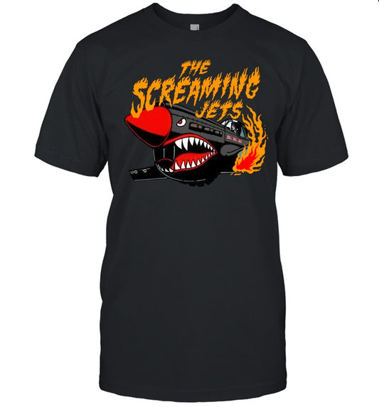 2024 The Screaming Jets Flaming Jet Black Limited T Shirt