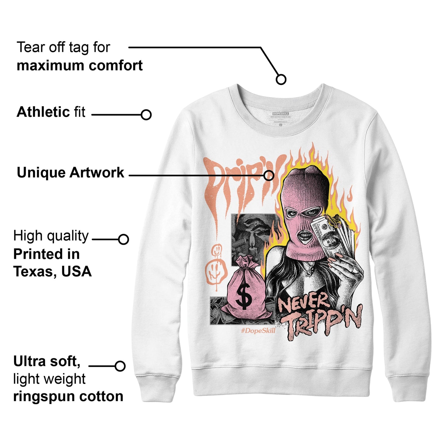 Legend Pink 11s DopeSkill Sweatshirt Drip'n Never Tripp'n Graphic