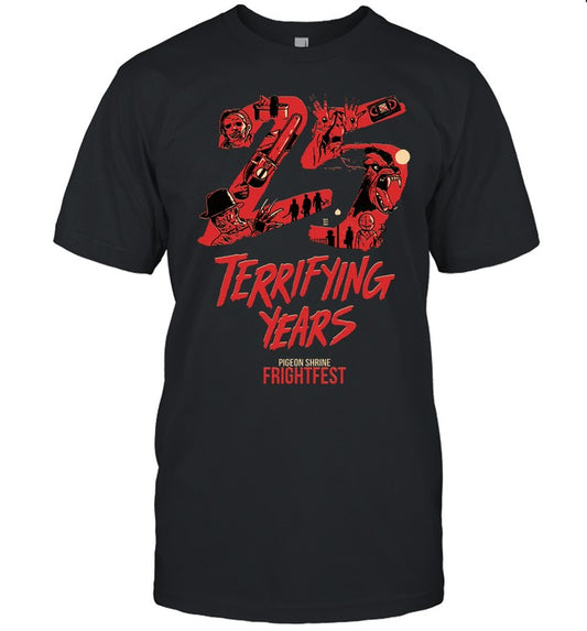 25 Terrifying Years Pigeon Shrine Frightfest Concert Shirt