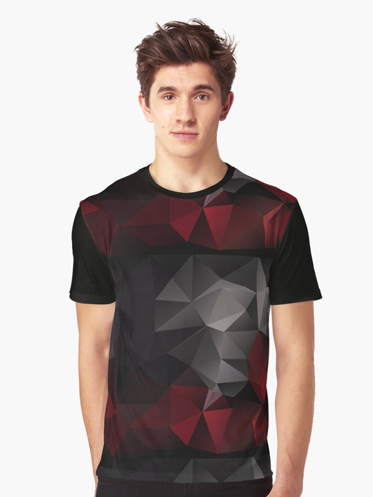 Abstract background of triangles polygon wallpaper in black red colors 1 Graphic T-Shirt
