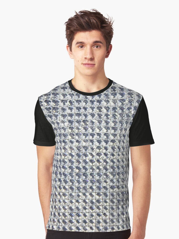 1980s Glove Inspired Sparkly Sequined Design Graphic T-Shirt