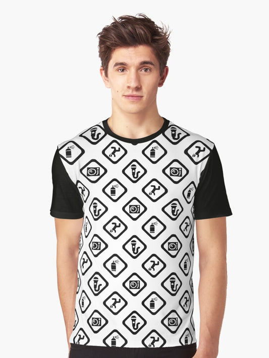 4 ELEMENTS DIAGONAL PATTERN - BLACK Graphic T-Shirt