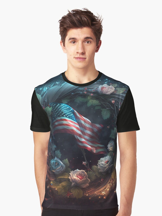 A Wreath of Roses American Patriot Graphic T-Shirt