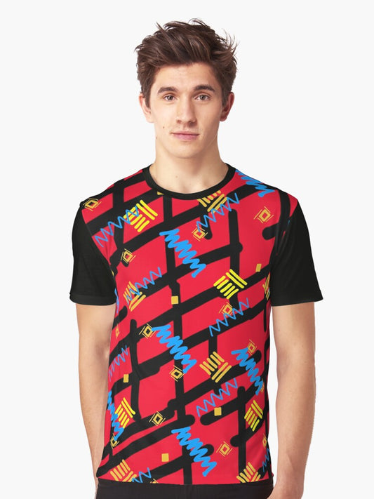 80s Retro Red & Black Rebel Graphic T-Shirt