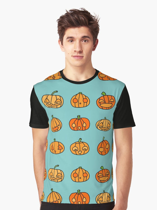 9 orange pumpkins just hanging out on Hallowe'en- up to no good | babyRAGE Item #I0021I Graphic T-Shirt