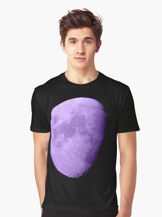 4K Dark Side of the Moon Violet // Picture of the Moon and its Craters with a High Definition Camera Graphic T-Shirt