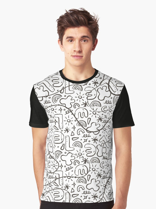 Abstract Black and White Patterns Graphic T-Shirt