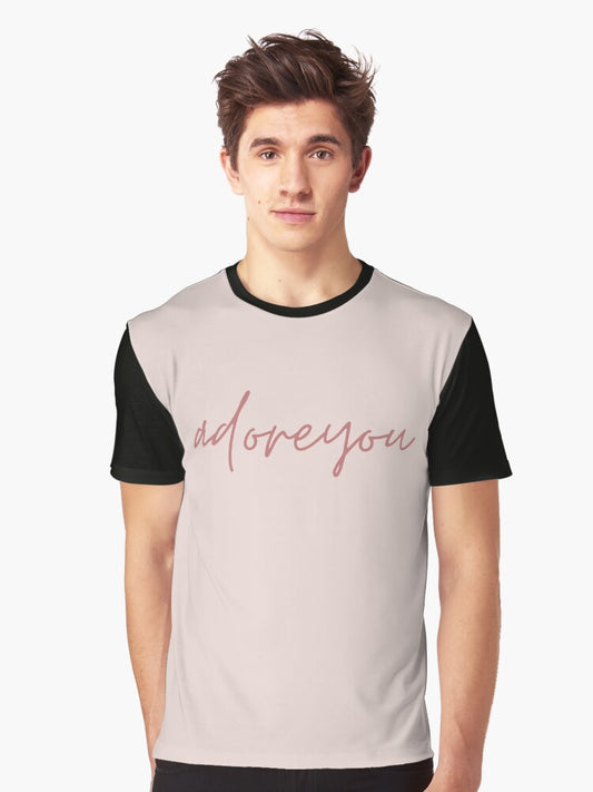 "adore you" fine line (pastel pink cursive and heart) Graphic T-Shirt