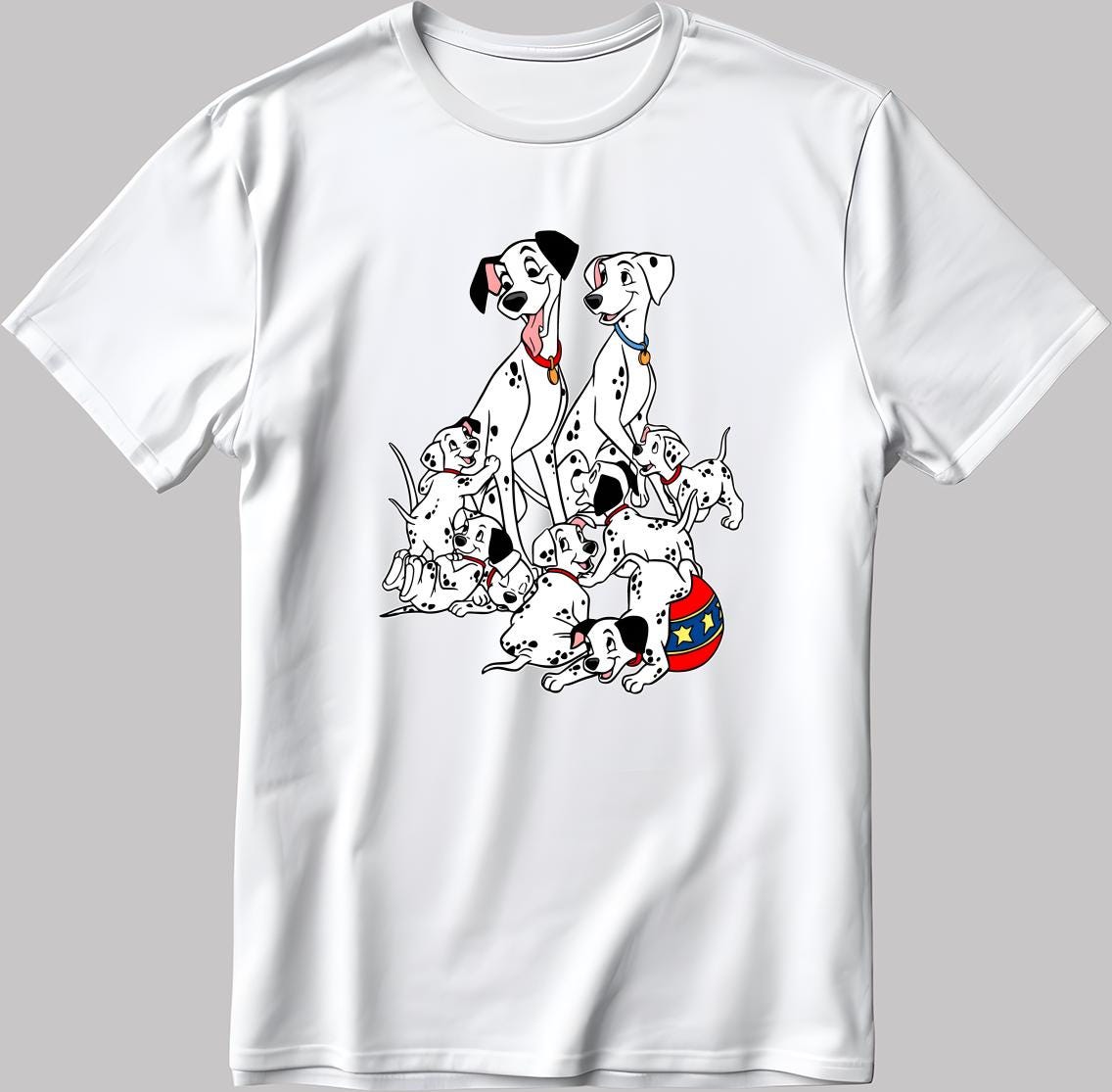 101 Dalmatians Cartoon Characters, Short Sleeve White-Black Men's / Women's T Shirt P323