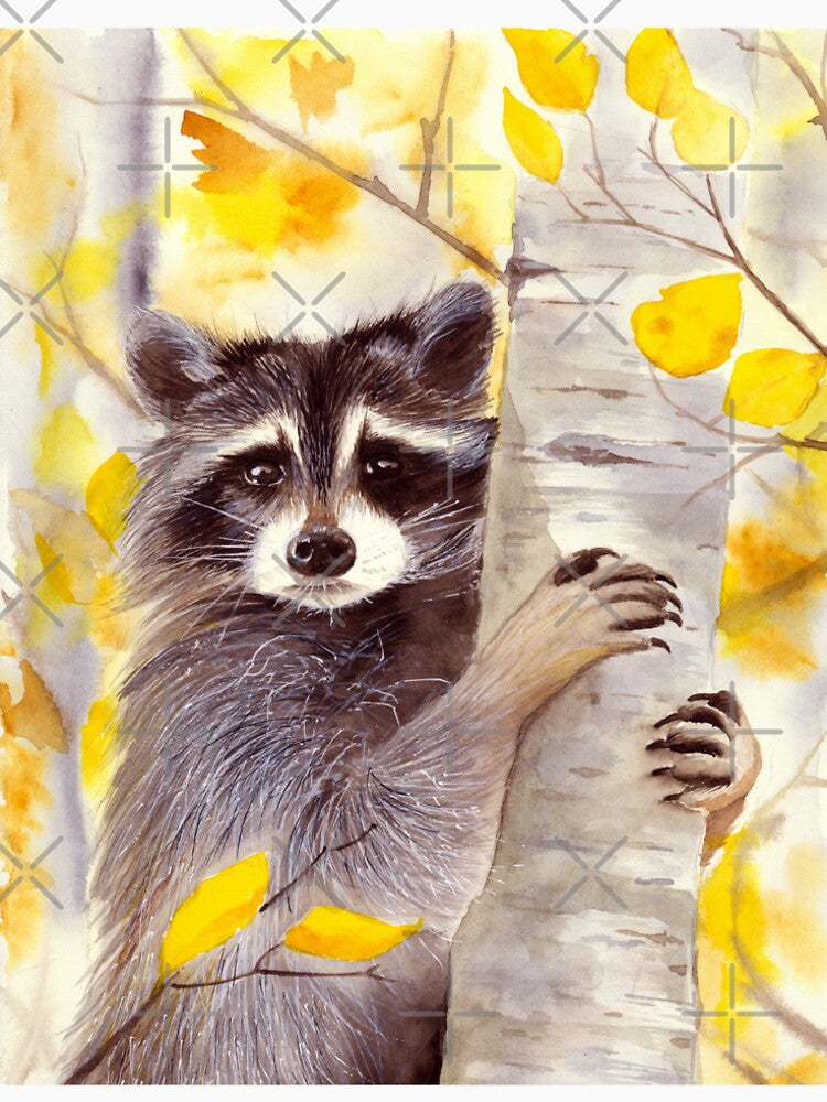 A cute racoon on a birch tree Premium T-Shirt