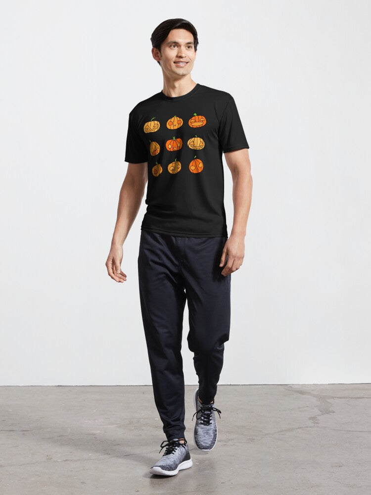 9 orange pumpkins just hanging out on Hallowe'en- up to no good | babyRAGE Item #I0021A Active T-Shirt