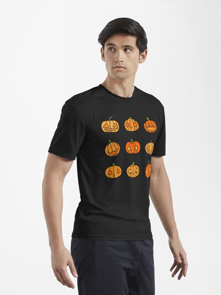 9 orange pumpkins just hanging out on Hallowe'en- up to no good | babyRAGE Item #I0021A Active T-Shirt