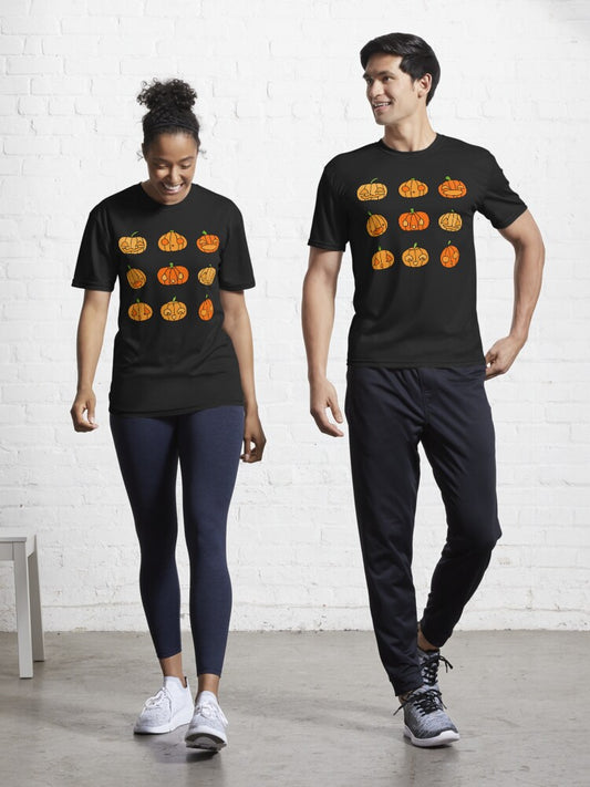 9 orange pumpkins just hanging out on Hallowe'en- up to no good | babyRAGE Item #I0021A Active T-Shirt