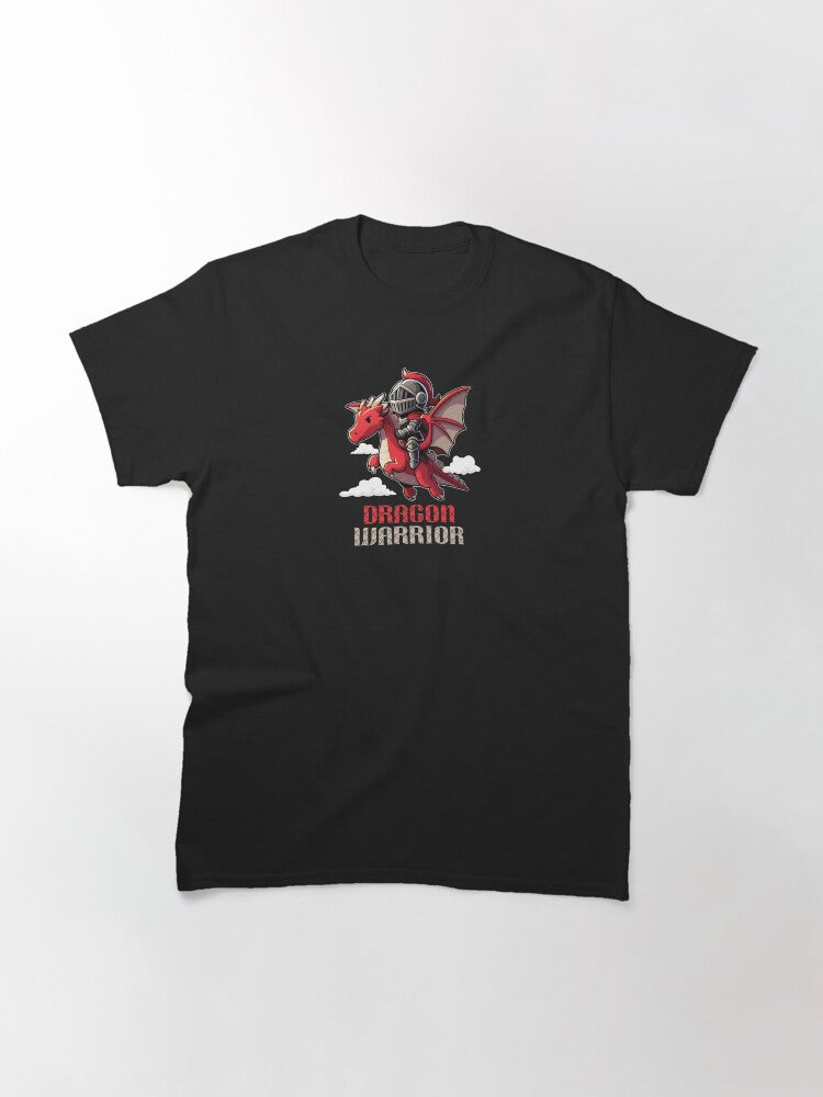 A Fantasy Dragon Warrior Riding A Red Dragon Classic T-Shirt