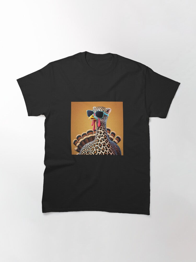 A Turkey with Glasses in a Leopard Costume Classic T-Shirt