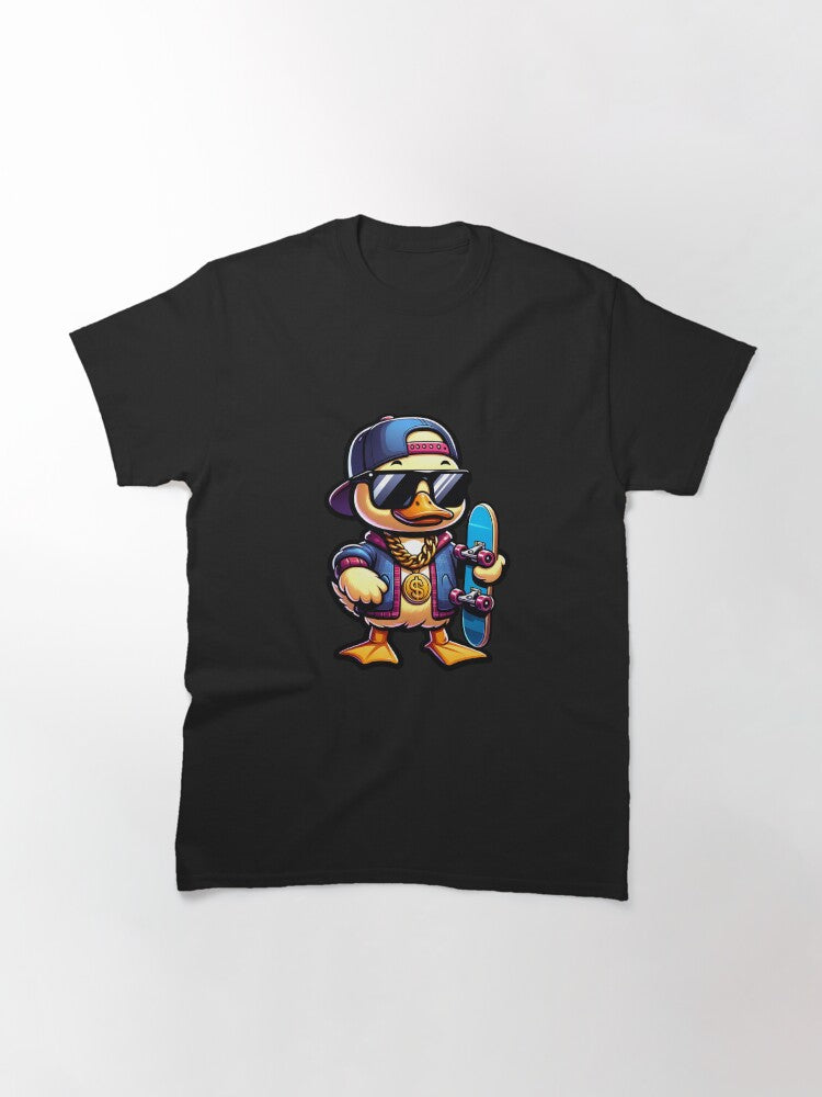 90's HipHop Duck Holding a Skateboard Classic T-Shirt