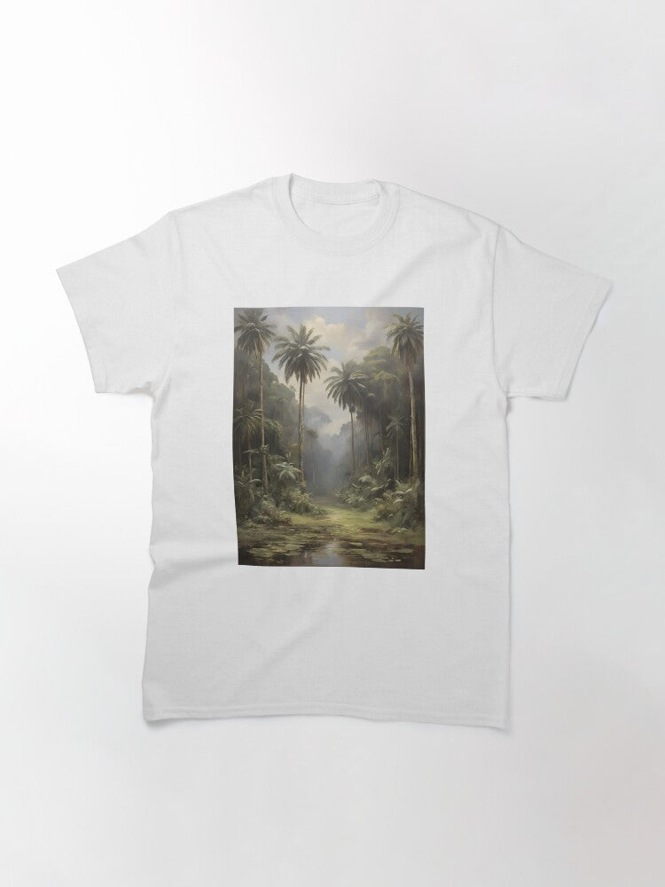 A subtropical rainforest with beautiful trees, vintage oil painting Classic T-Shirt