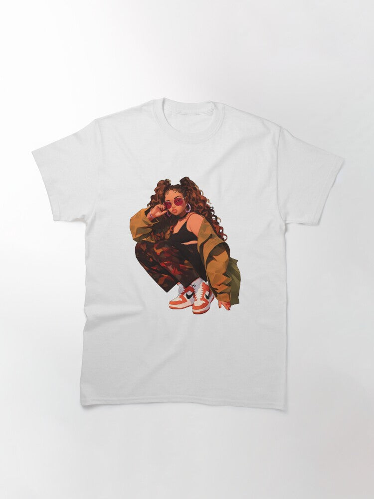 90s Urban Black Woman Vintage Aesthetic | Retro Streetwear Art | Black Girl Magic | Hip Hop Culture Illustration Classic T-Shirt