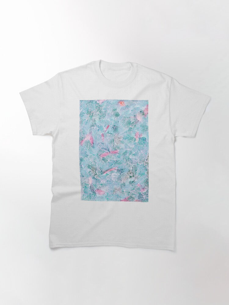 Abstract 2, light blue with pink watercolor pattern Classic T-Shirt