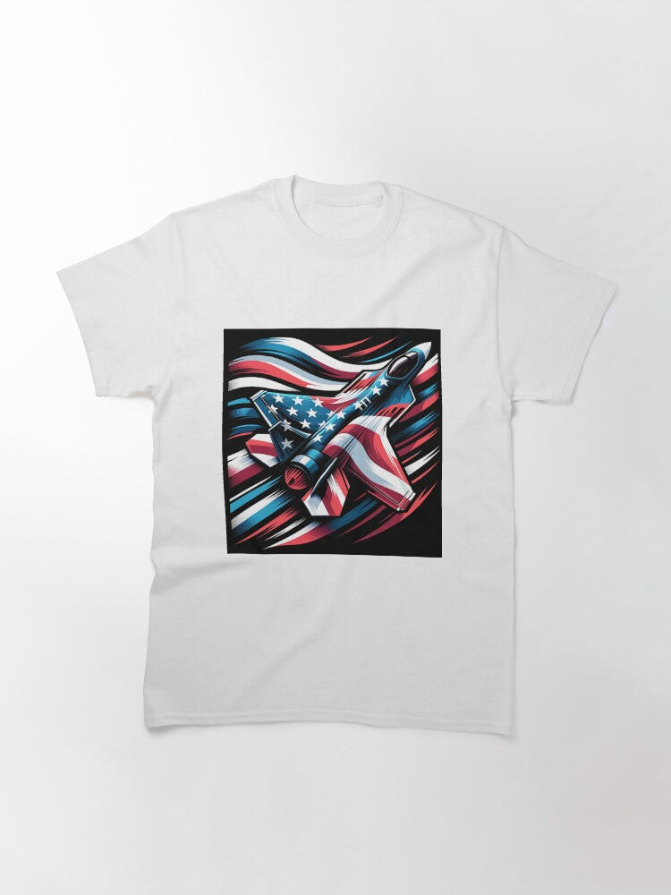 A large, abstract design blending the US flag with an F35 fighter jet Classic T-Shirt