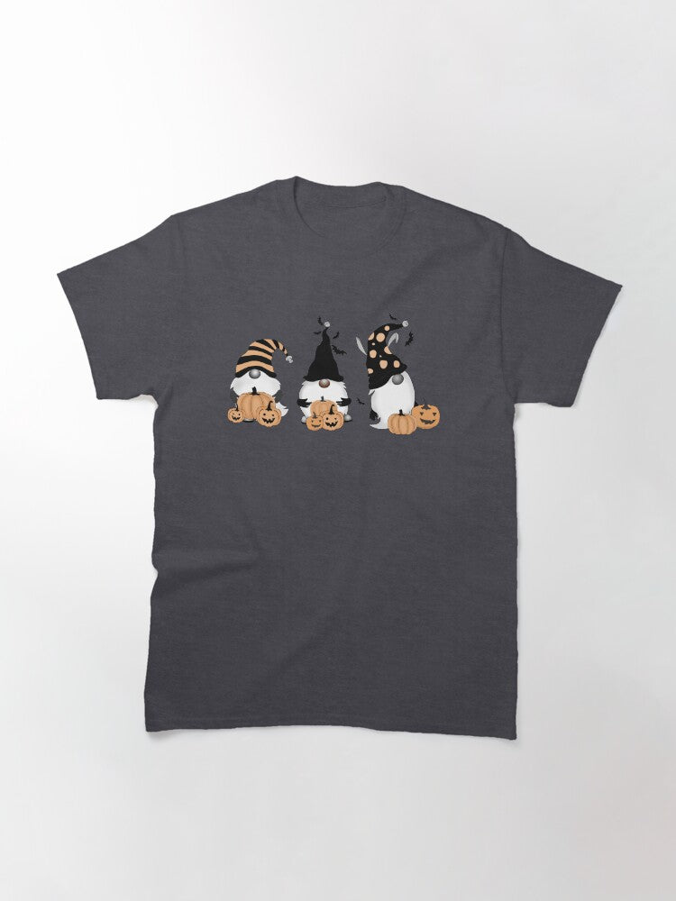 3 Cute Halloween Gnomes with Jack O Lanterns Classic T-Shirt