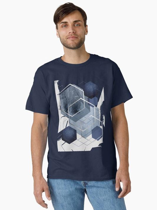 Abstract Blue Geometric Classic T-Shirt