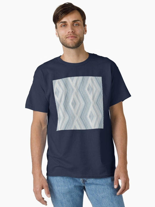 Abstract Blue & Grey 3D Zigzag Geometric Classic T-Shirt