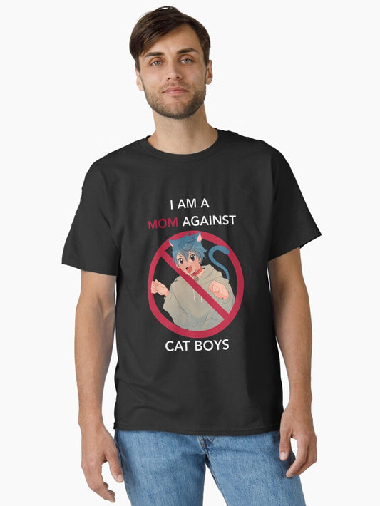 (WHITE TEXT VERS.) I AM A MOM AGAINST CAT BOYS Classic T-Shirt