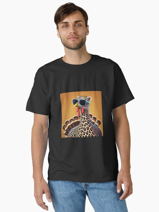 A Turkey with Glasses in a Leopard Costume Classic T-Shirt