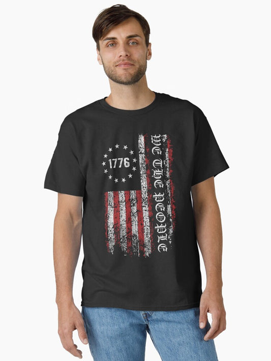 1776 "We The People" US Flag -- Visually Aged and Distressed Classic T-Shirt Style002